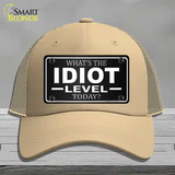 Idiot Level Novelty License Plate Hat Mesh / Khaki