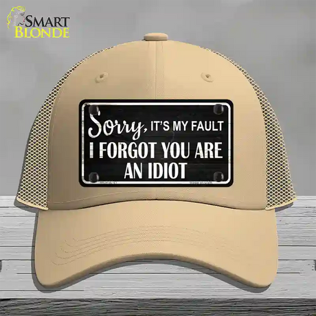 Sorry I Forgot Novelty License Plate Hat Mesh / Khaki