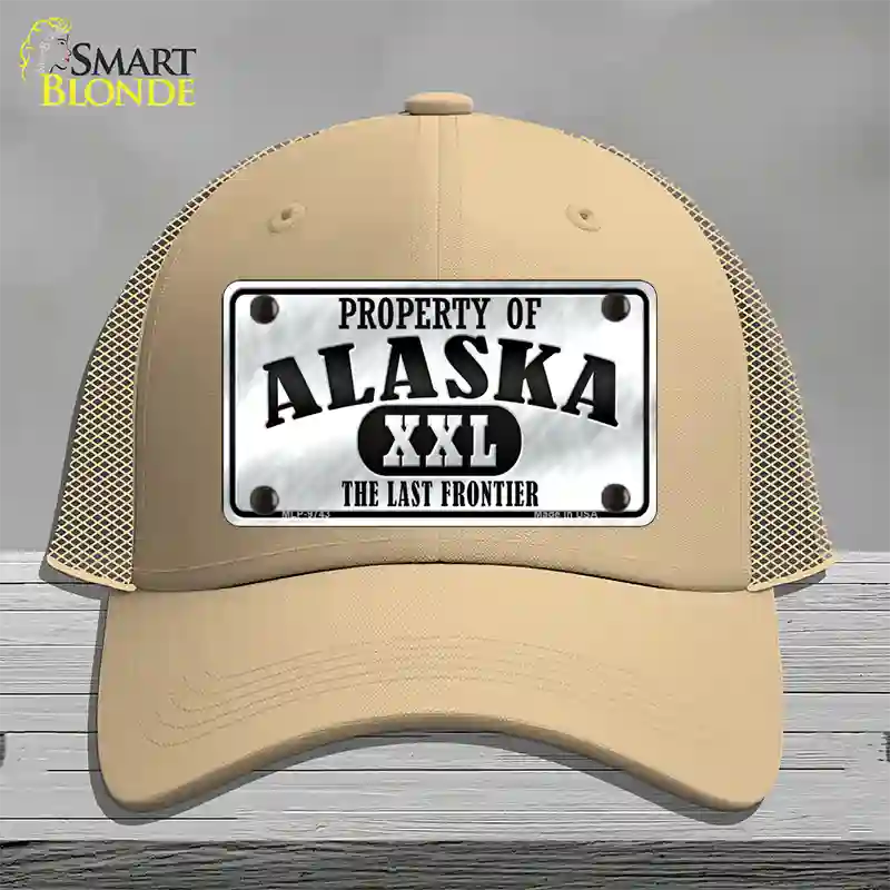 Property Of Alaska Novelty License Plate Hat Mesh / Khaki