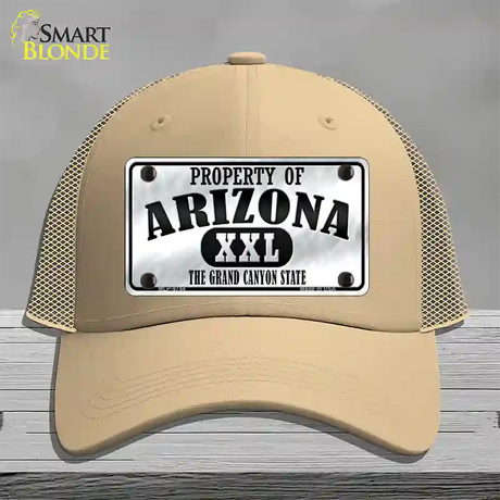 Property Of Arizona Novelty License Plate Hat Mesh / Khaki