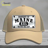 Property Of Maine Novelty License Plate Hat Mesh / Khaki