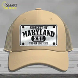 Property Of Maryland Novelty License Plate Hat Mesh / Khaki