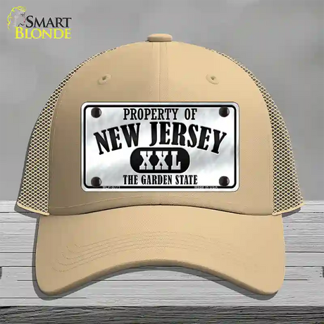 Property Of New Jersey Novelty License Plate Hat Mesh / Khaki