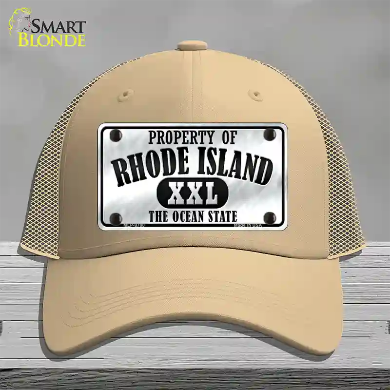 Property Of Rhode Island Novelty License Plate Hat Mesh / Khaki