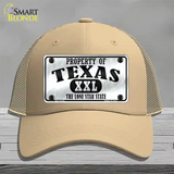 Property Of Texas Novelty License Plate Hat Mesh / Khaki