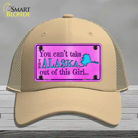 Alaska Girl Novelty License Plate Hat Mesh / Khaki