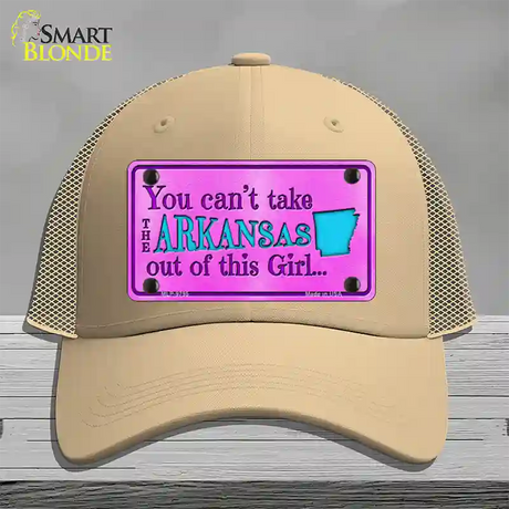 Arkansas Girl Novelty License Plate Hat Mesh / Khaki