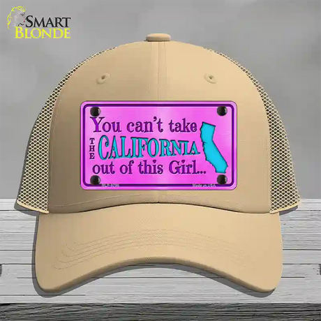 California Girl Novelty License Plate Hat Mesh / Khaki