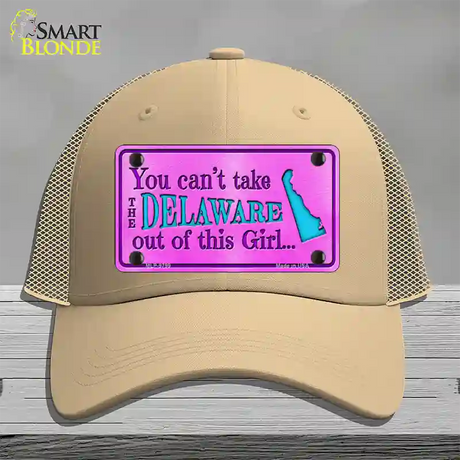 Delaware Girl Novelty License Plate Hat Mesh / Khaki