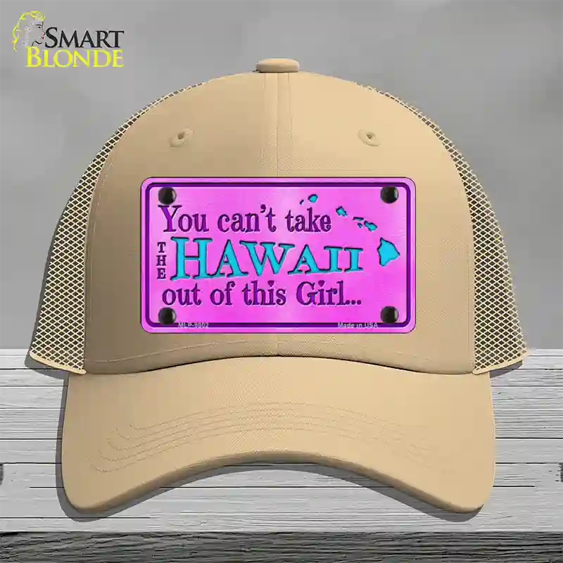 Hawaii Girl Novelty License Plate Hat Mesh / Khaki