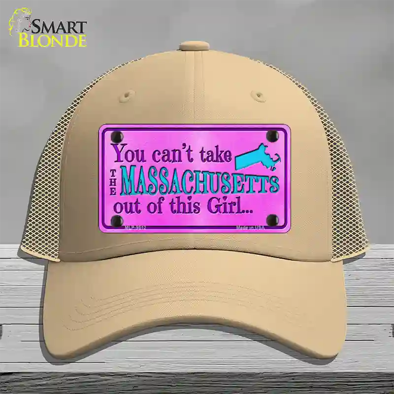 Massachusetts Girl Novelty License Plate Hat Mesh / Khaki