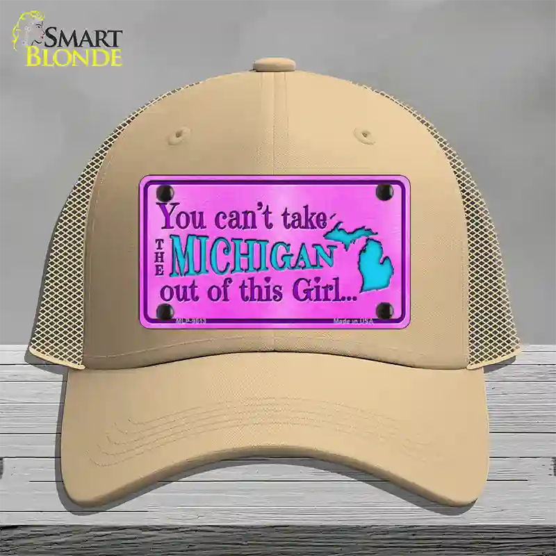 Michigan Girl Novelty License Plate Hat Mesh / Khaki