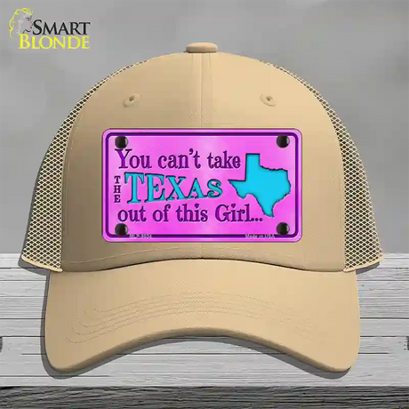 Texas Girl Pink Novelty License Plate Hat Mesh / Khaki