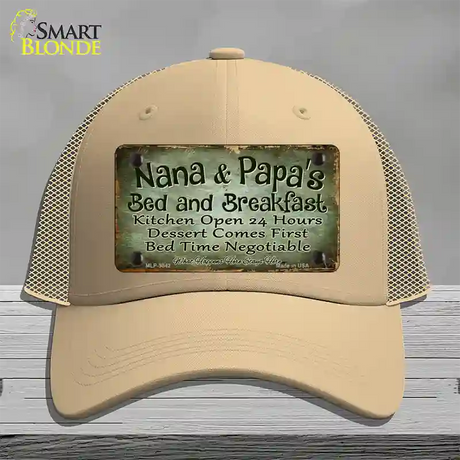 Nana And Papas Bed And Breakfast Novelty License Plate Hat Mesh / Khaki