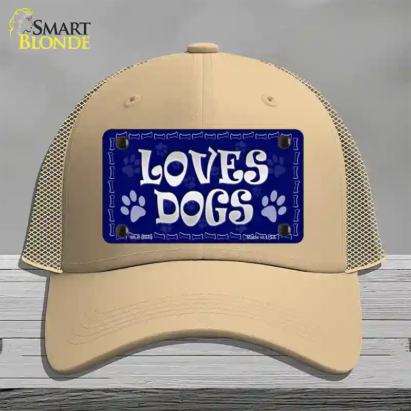 Loves Dogs Novelty License Plate Hat Mesh / Khaki