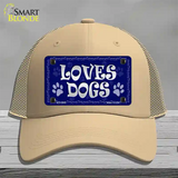 Loves Dogs Novelty License Plate Hat Mesh / Khaki