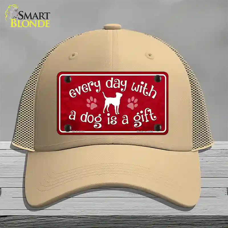 Dog Is A Gift Novelty License Plate Hat Mesh / Khaki