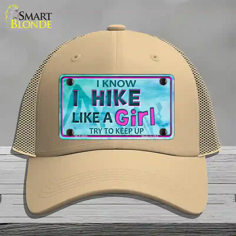 Hike Like A Girl Novelty License Plate Hat Mesh / Khaki