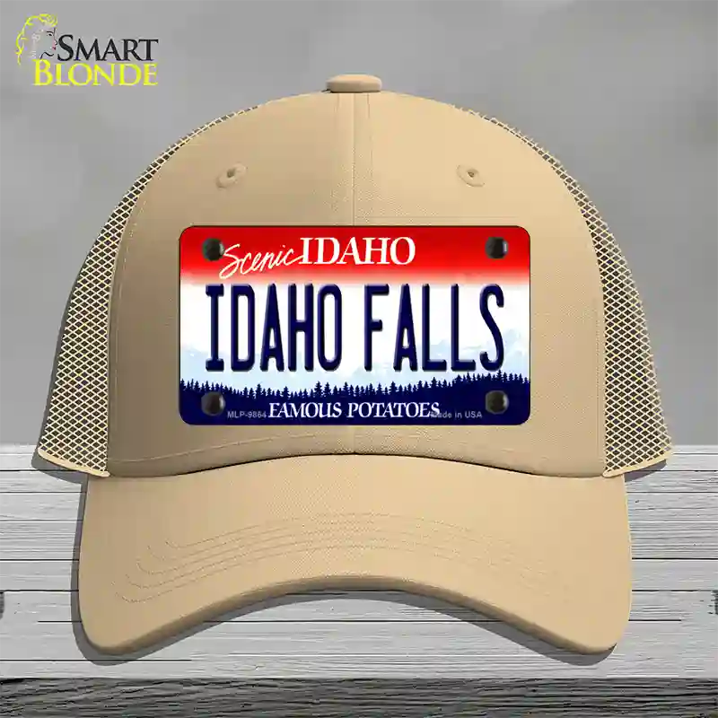 Idaho Falls Idaho Novelty License Plate Hat Mesh / Khaki