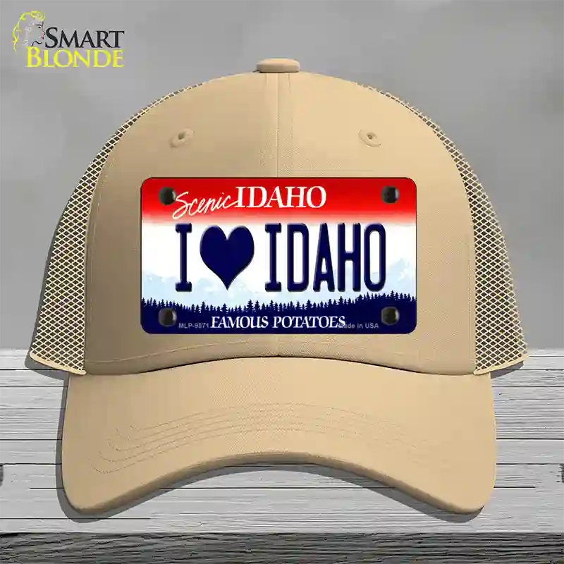 Love Idaho Novelty License Plate Hat Mesh / Khaki