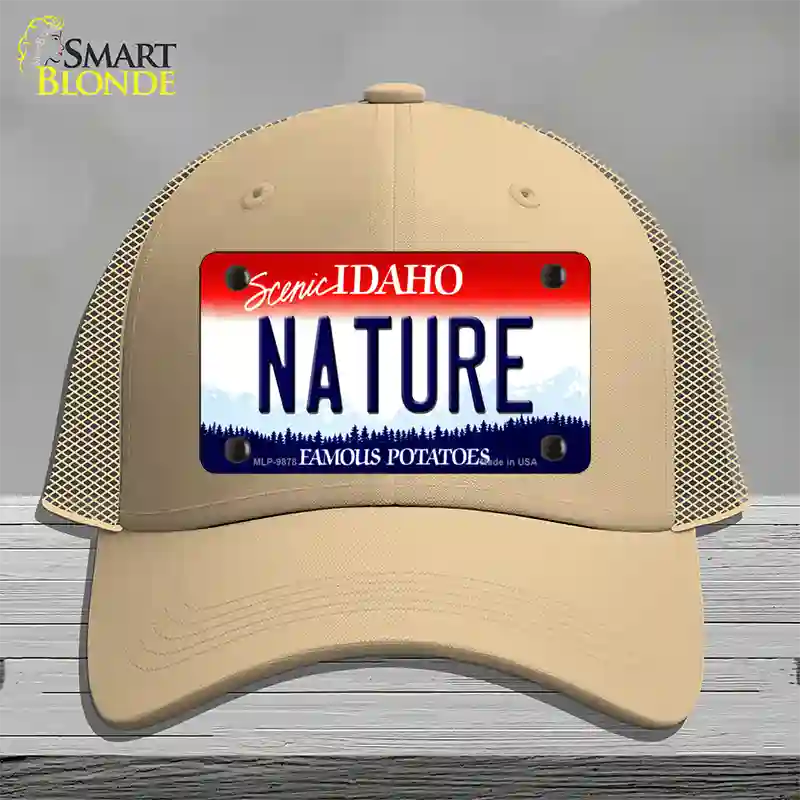 Nature Idaho Novelty License Plate Hat Mesh / Khaki