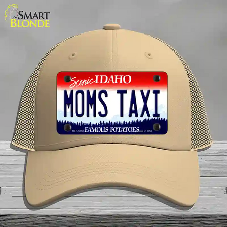 Moms Taxi Idaho Novelty License Plate Hat Mesh / Khaki