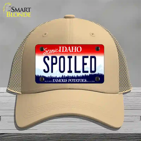 Spoiled Idaho Novelty License Plate Hat Mesh / Khaki