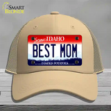 Best Mom Idaho Novelty License Plate Hat Mesh / Khaki