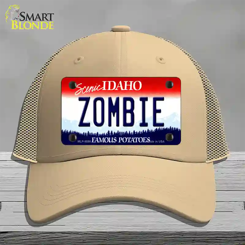 Zombie Idaho Novelty License Plate Hat Mesh / Khaki