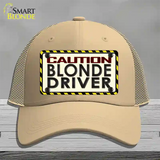 Caution Blonde Driver Novelty License Plate Hat Mesh / Khaki