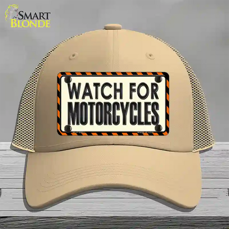 Watch For Motorcycle Novelty License Plate Hat Mesh / Khaki