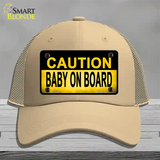 Caution Baby On Board Novelty License Plate Hat Mesh / Khaki