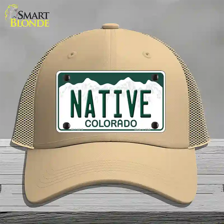 Native Colorado Novelty License Plate Hat Mesh / Khaki