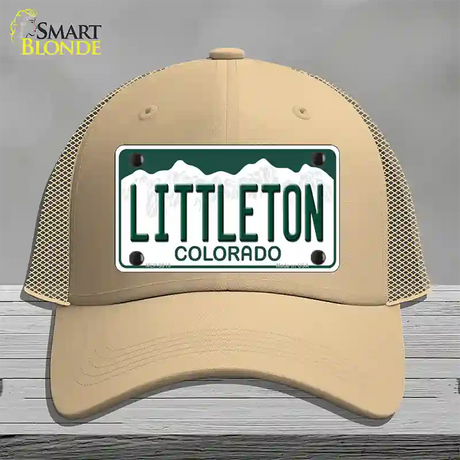 Littleton Colorado Novelty License Plate Hat Mesh / Khaki