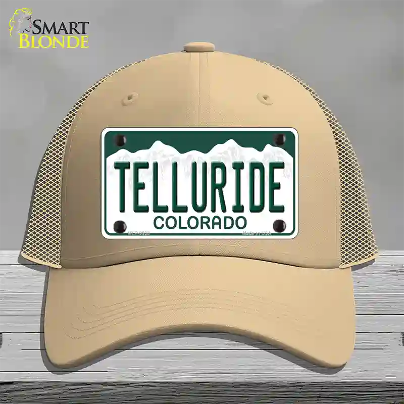 Telluride Colorado Novelty License Plate Hat Mesh / Khaki