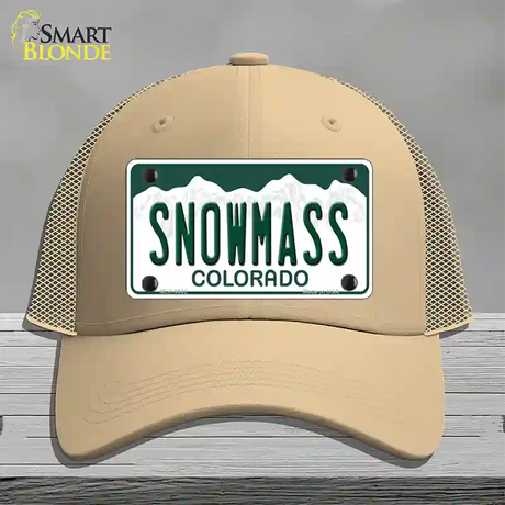 Snowmass Colorado Novelty License Plate Hat Mesh / Khaki