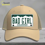 Bad Girl Colorado Novelty License Plate Hat Mesh / Khaki