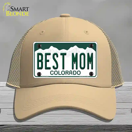 Best Mom Colorado Novelty License Plate Hat Mesh / Khaki