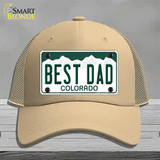 Best Dad Colorado Novelty License Plate Hat Mesh / Khaki