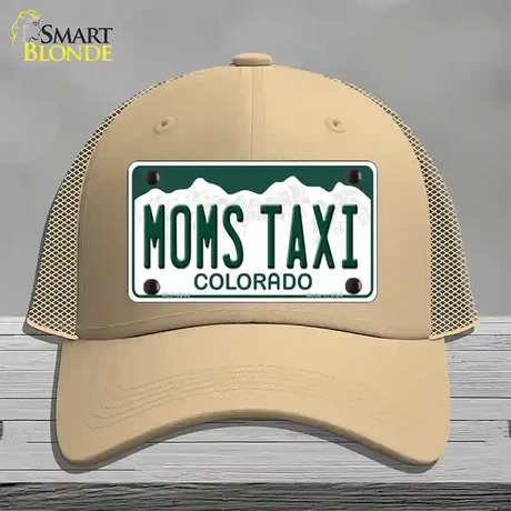 Moms Taxi Colorado Novelty License Plate Hat Mesh / Khaki