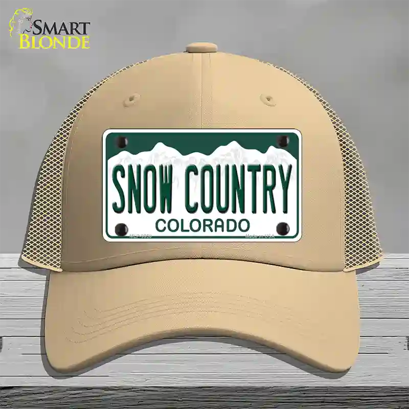 Snow Country Colorado Novelty License Plate Hat Mesh / Khaki