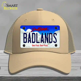 Badlands South Dakota Novelty License Plate Hat Mesh / Khaki