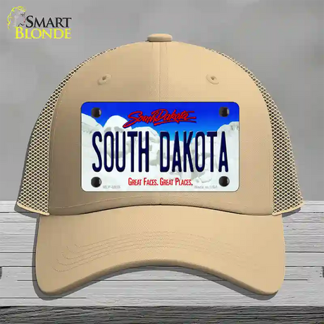 South Dakota Rushmore Novelty License Plate Hat Mesh / Khaki