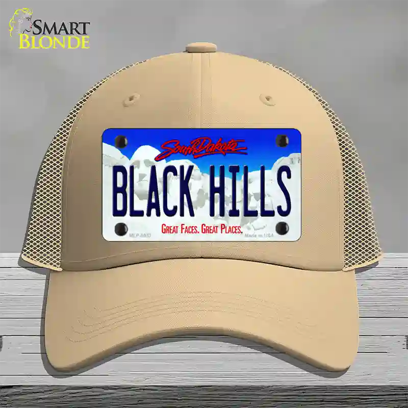 Black Hills South Dakota Novelty License Plate Hat Mesh / Khaki