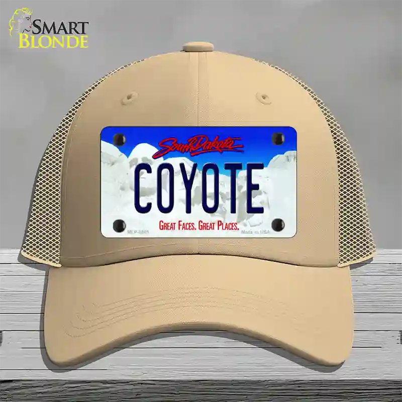 Coyote South Dakota Novelty License Plate Hat Mesh / Khaki