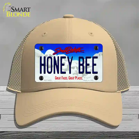 Honey Bee South Dakota Novelty License Plate Hat Mesh / Khaki