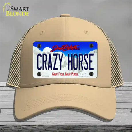 Crazy Horse South Dakota Novelty License Plate Hat Mesh / Khaki