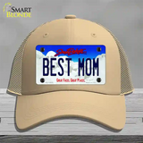 Best Mom South Dakota Novelty License Plate Hat Mesh / Khaki