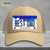 Best Dad South Dakota Novelty License Plate Hat Mesh / Khaki