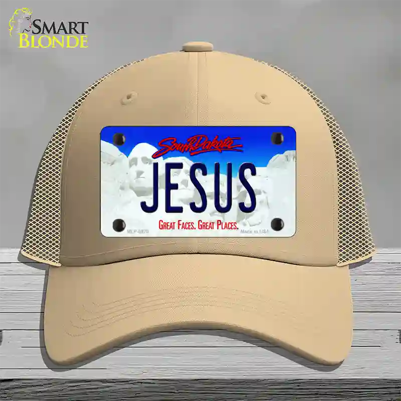 Jesus South Dakota Novelty License Plate Hat Mesh / Khaki